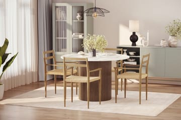 Uppveda Matbord 120 cm Rund med 4 st Jamna Karmstolar - Brun - Möbler - Bord & matgrupp - Matgrupp