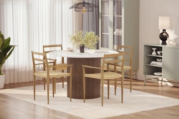 Uppveda Matbord 120 cm Rund med 4 st Jamna Karmstolar - Brun - Möbler - Bord & matgrupp - Matgrupp