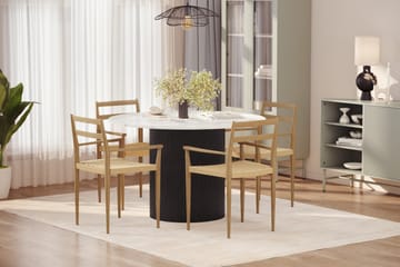 Uppveda Matbord 120 cm Rund med 4 st Jamna Karmstolar - Svart/Vit - Möbler - Bord & matgrupp - Matgrupp