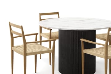 Uppveda Matbord 120 cm Rund med 4 st Jamna Karmstolar - Svart/Vit - Möbler - Bord & matgrupp - Matgrupp