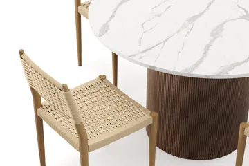 Uppveda Matbord 120 cm Rund med 4 st Jamna Matstolar - Brun - Möbler - Bord & matgrupp - Matgrupp