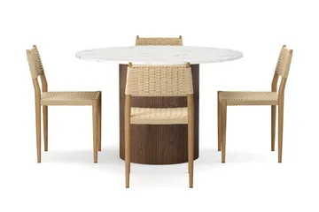 Uppveda Matbord 120 cm Rund med 4 st Jamna Matstolar - Brun - Möbler - Bord & matgrupp - Matgrupp