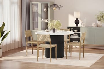 Uppveda Matbord 120 cm Rund med 4 st Jamna Matstolar - Svart/Vit - Möbler - Bord & matgrupp - Matgrupp
