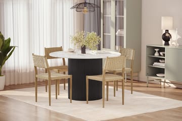 Uppveda Matbord 120 cm Rund med 4 st Jamna Matstolar - Svart/Vit - Möbler - Bord & matgrupp - Matgrupp