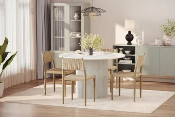 Uppveda Matbord 120 cm Rund med 4 st Jamna Matstolar - Vit - Möbler - Bord & matgrupp - Matgrupp