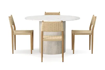 Uppveda Matbord 120 cm Rund med 4 st Jamna Matstolar - Vit - Möbler - Bord & matgrupp - Matgrupp