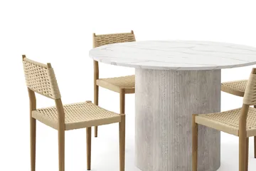 Uppveda Matbord 120 cm Rund med 4 st Jamna Matstolar - Vit - Möbler - Bord & matgrupp - Matgrupp