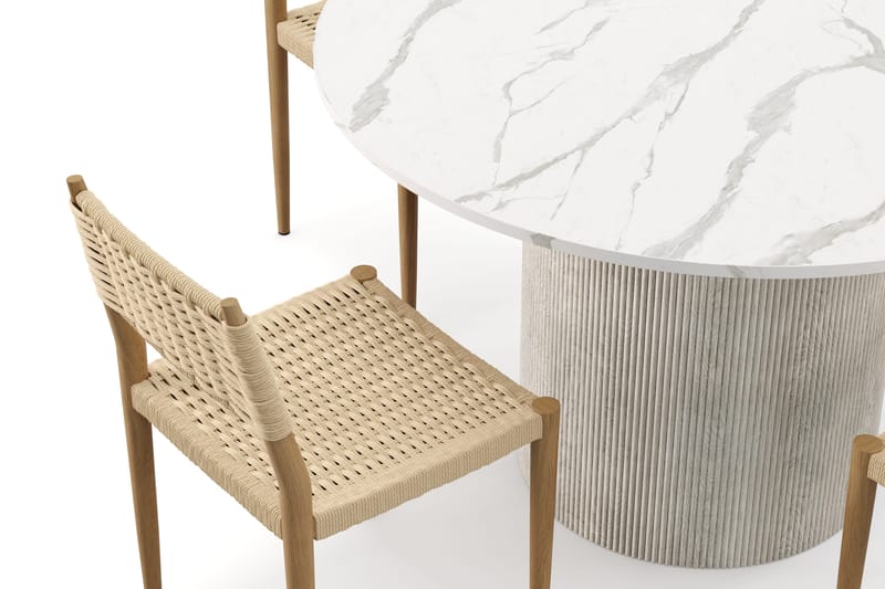 Uppveda Matbord 120 cm Rund med 4 st Jamna Matstolar - Vit - Möbler - Bord & matgrupp - Matgrupp