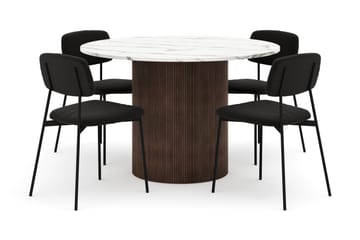 Uppveda Matbord 120 cm Rund med 4 st Lowe Matstol|Bouclear - Brun - Möbler - Bord & matgrupp - Matgrupp