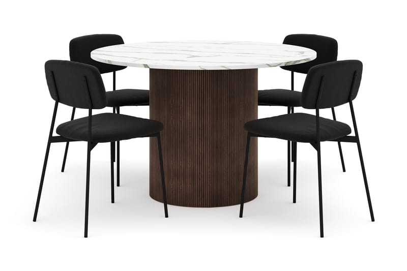 Uppveda Matbord 120 cm Rund med 4 st Lowe Matstol|Bouclear - Brun - Möbler - Bord & matgrupp - Matgrupp
