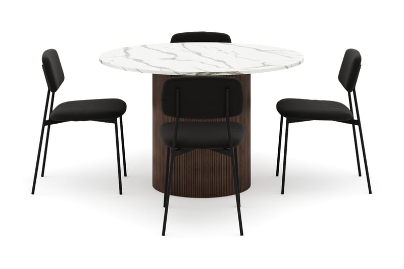 Uppveda Matbord 120 cm Rund med 4 st Lowe Matstol|Bouclear - Brun - Möbler - Bord & matgrupp - Matgrupp