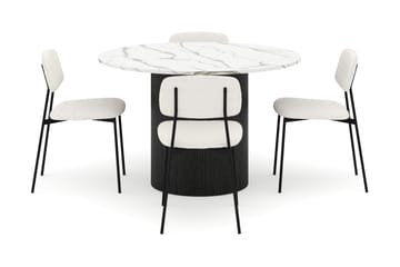 Uppveda Matbord 120 cm Rund med 4 st Lowe Matstol|Bouclear - Svart/Vit - Möbler - Bord & matgrupp - Matgrupp