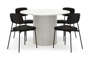 Uppveda Matbord 120 cm Rund med 4 st Lowe Matstol|Bouclear - Vit - Möbler - Bord & matgrupp - Matgrupp