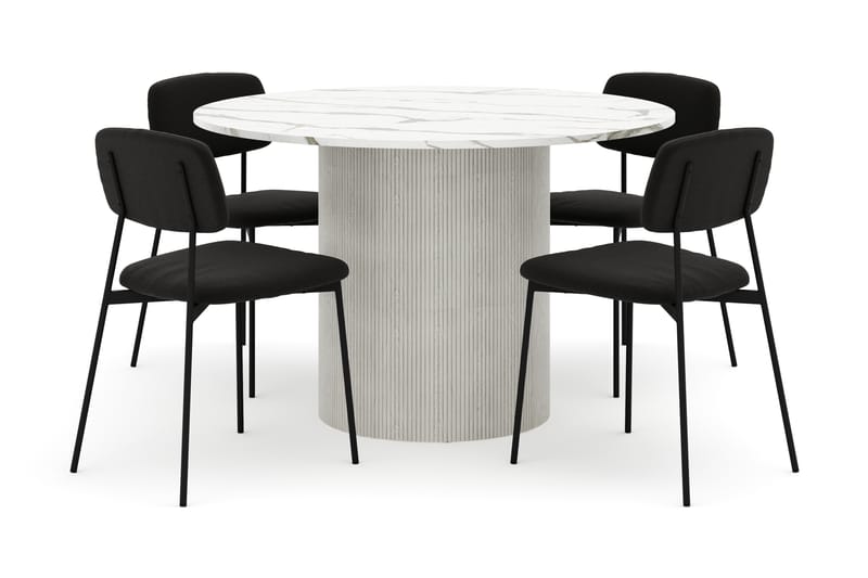Uppveda Matbord 120 cm Rund med 4 st Lowe Matstol|Bouclear - Vit - Möbler - Bord & matgrupp - Matgrupp