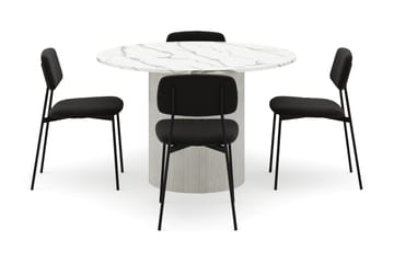 Uppveda Matbord 120 cm Rund med 4 st Lowe Matstol|Bouclear - Vit - Möbler - Bord & matgrupp - Matgrupp