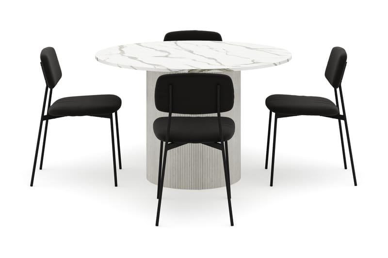 Uppveda Matbord 120 cm Rund med 4 st Lowe Matstol|Bouclear - Vit - Möbler - Bord & matgrupp - Matgrupp