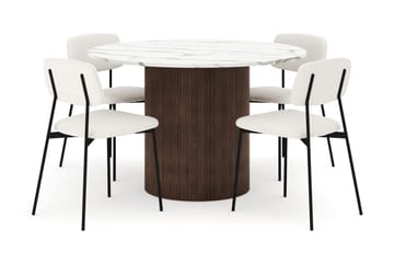 Uppveda Matbord 120 cm Rund med 4 st Lowe Matstol|Svartar - Brun - Möbler - Bord & matgrupp - Matgrupp