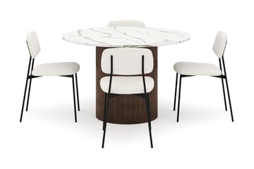 Uppveda Matbord 120 cm Rund med 4 st Lowe Matstol|Svartar - Brun - Möbler - Bord & matgrupp - Matgrupp