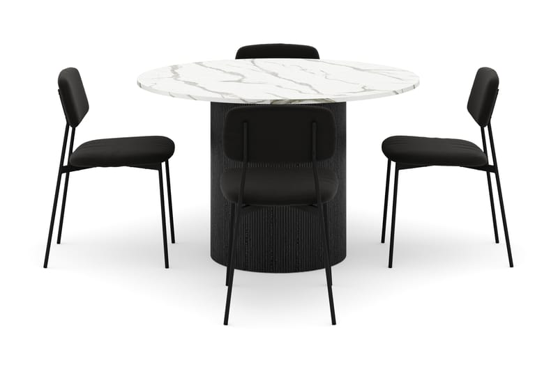 Uppveda Matbord 120 cm Rund med 4 st Lowe Matstol|Svartar - Svart/Vit - Möbler - Bord & matgrupp - Matgrupp