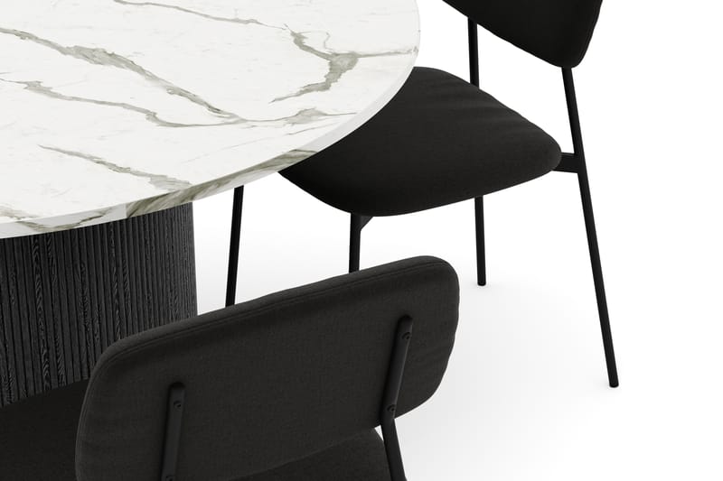 Uppveda Matbord 120 cm Rund med 4 st Lowe Matstol|Svartar - Svart/Vit - Möbler - Bord & matgrupp - Matgrupp