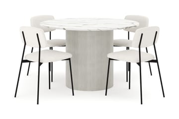 Uppveda Matbord 120 cm Rund med 4 st Lowe Matstol|Svartar - Vit - Möbler - Bord & matgrupp - Matgrupp
