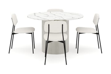 Uppveda Matbord 120 cm Rund med 4 st Lowe Matstol|Svartar - Vit - Möbler - Bord & matgrupp - Matgrupp