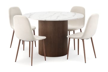 Uppveda Matbord 120 cm Rund med 4 st Nibe Matstolar - Brun - Möbler - Bord & matgrupp - Matgrupp