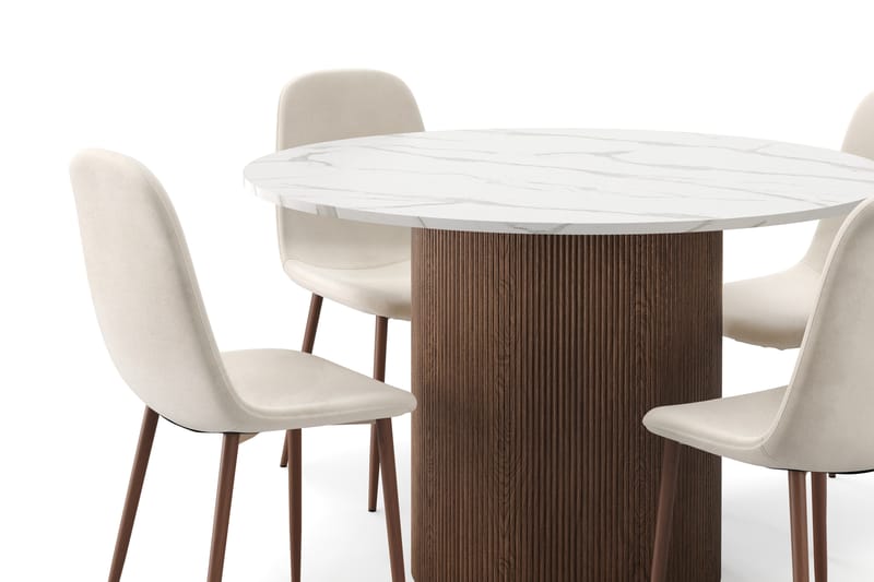Uppveda Matbord 120 cm Rund med 4 st Nibe Matstolar - Brun - Möbler - Bord & matgrupp - Matgrupp