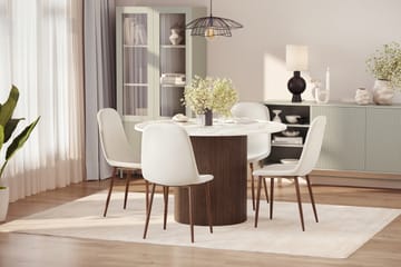 Uppveda Matbord 120 cm Rund med 4 st Nibe Matstolar - Brun - Möbler - Bord & matgrupp - Matgrupp