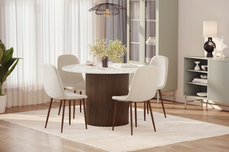 Uppveda Matbord 120 cm Rund med 4 st Nibe Matstolar - Brun - Möbler - Bord & matgrupp - Matgrupp