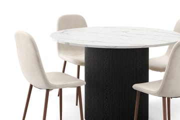 Uppveda Matbord 120 cm Rund med 4 st Nibe Matstolar - Svart/Vit - Möbler - Bord & matgrupp - Matgrupp