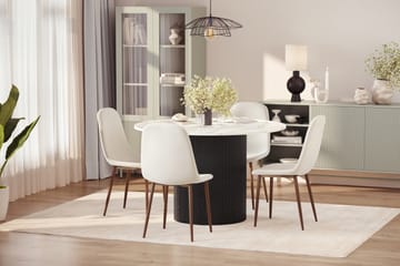 Uppveda Matbord 120 cm Rund med 4 st Nibe Matstolar - Svart/Vit - Möbler - Bord & matgrupp - Matgrupp