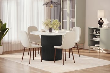 Uppveda Matbord 120 cm Rund med 4 st Nibe Matstolar - Svart/Vit - Möbler - Bord & matgrupp - Matgrupp