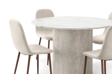 Uppveda Matbord 120 cm Rund med 4 st Nibe Matstolar - Vit - Möbler - Bord & matgrupp - Matgrupp