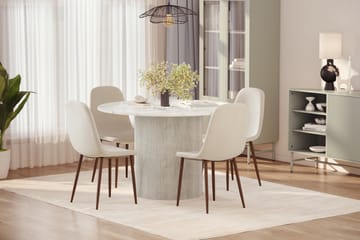 Uppveda Matbord 120 cm Rund med 4 st Nibe Matstolar - Vit - Möbler - Bord & matgrupp - Matgrupp