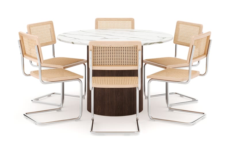 Uppveda Matbord 120 cm Rund med 6 st Build Matstolar - Brun - Möbler - Bord & matgrupp - Matgrupp