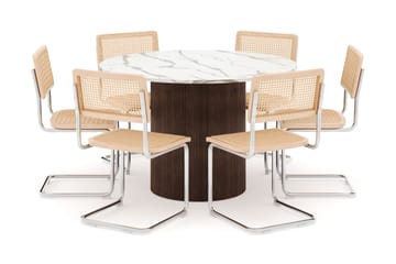 Uppveda Matbord 120 cm Rund med 6 st Build Matstolar - Brun - Möbler - Bord & matgrupp - Matgrupp