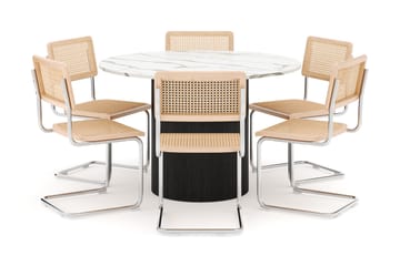 Uppveda Matbord 120 cm Rund med 6 st Build Matstolar - Svart/Vit - Möbler - Bord & matgrupp - Matgrupp