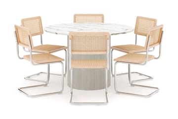 Uppveda Matbord 120 cm Rund med 6 st Build Matstolar - Vit - Möbler - Bord & matgrupp - Matgrupp