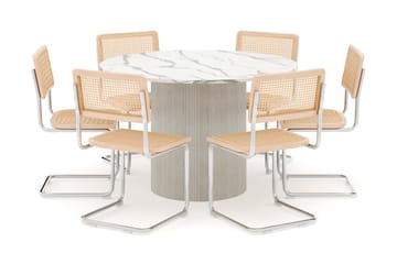 Uppveda Matbord 120 cm Rund med 6 st Build Matstolar - Vit - Möbler - Bord & matgrupp - Matgrupp