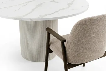 Uppveda Matbord 120 cm Rund Vitt med 4 Reciclar Matstolar - Vit/Greige - Möbler - Bord & matgrupp - Matgrupp