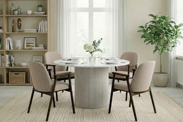 Uppveda Matbord 120 cm Rund Vitt med 4 Reciclar Matstolar - Vit/Greige - Möbler - Bord & matgrupp - Matgrupp