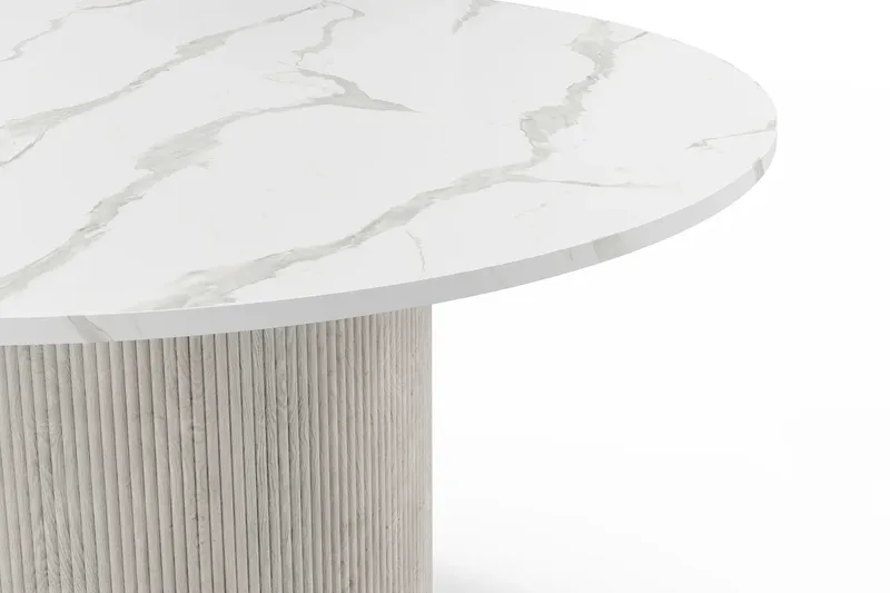 Uppveda Matbord 120 cm Rund Vitt med 4 Reciclar Matstolar - Vit/Greige - Möbler - Bord & matgrupp - Matgrupp