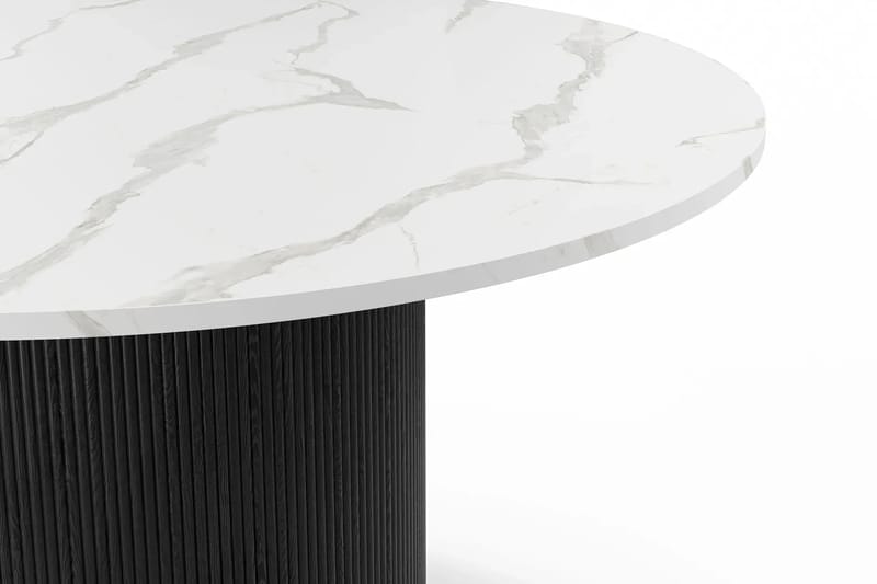 Uppveda Matbord 120 cm Runt Svart med 4 Sawako Greige Stolar - Svart/Vit/Greige - Möbler - Bord & matgrupp - Matgrupp