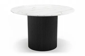 Uppveda Matbord 120 cm Runt Svart med 4 Sawako Greige Stolar - Svart/Vit/Greige - Möbler - Bord & matgrupp - Matgrupp