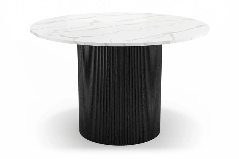 Uppveda Matbord 120 cm Runt Svart med 4 Sawako Greige Stolar - Svart/Vit/Greige - Möbler - Bord & matgrupp - Matgrupp