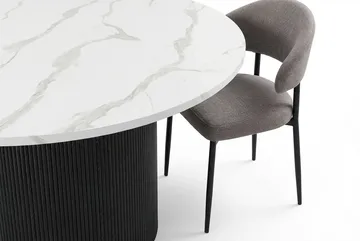 Uppveda Matbord 120 cm Runt Svart med 4 Sawako Greige Stolar - Svart/Vit/Greige - Möbler - Bord & matgrupp - Matgrupp