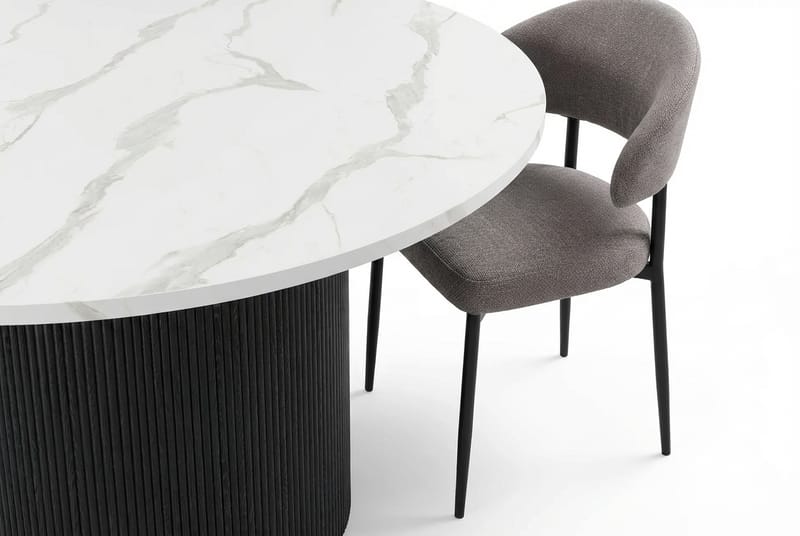 Uppveda Matbord 120 cm Runt Svart med 4 Sawako Greige Stolar - Svart/Vit/Greige - Möbler - Bord & matgrupp - Matgrupp