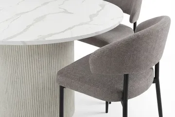 Uppveda Matbord 120 cm Runt Vitt med 4 Sawako Greige Stolar - Vit/Greige - Möbler - Bord & matgrupp - Matgrupp