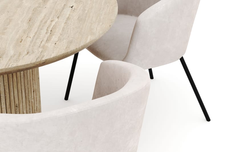 Uppveda Matbord Runt 120 cm med 4 Berit Stolar - Beige - Möbler - Bord & matgrupp - Matgrupp